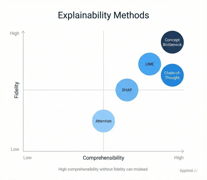 2x2 positioning map for explainability methods
